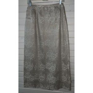 NWT Harve Benard Collection Sz 8 Pencil Skirt 100% Linen Jacquard Lined Slit